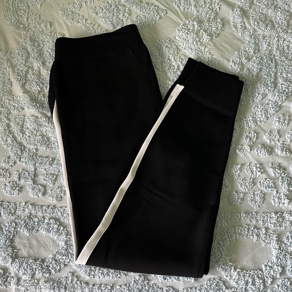 Express x Olivia Culpo Black Pants with White Stripe